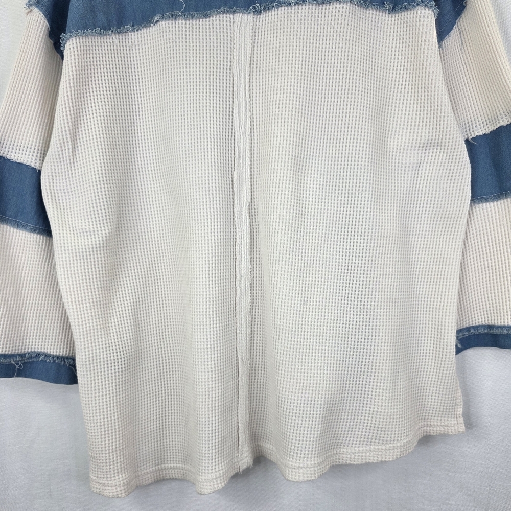 POL Women's Colorblock Waffle Knit  Round Neck Long Sleeve Boho Cottage Core  L - Picture 11 of 15
